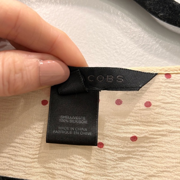 Marc Jacobs Vintage Silk sheer top in cream with red and green polka dot graphic - Picture 3 of 8